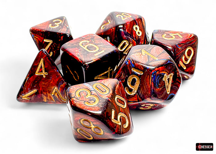 Chessex Mega-Hedral Dice 7-Die Set - Scarab Blue Blood/gold