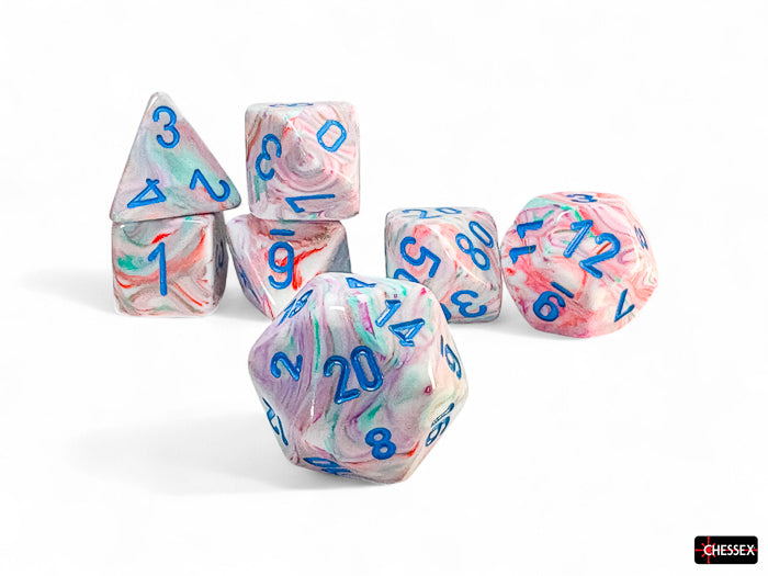Chessex Mega-Hedral Dice 7-Die Set - Festive Pop Art/blue