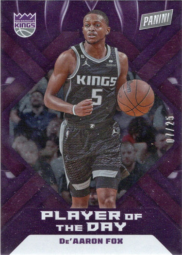 Panini Player of the Day 2022-23 Purple Foil Parallel Card 10 De'Aaron Fox 07/25