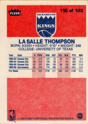 1986-87 Fleer Basketball #110 La Salle Thompson Base Rookie Card