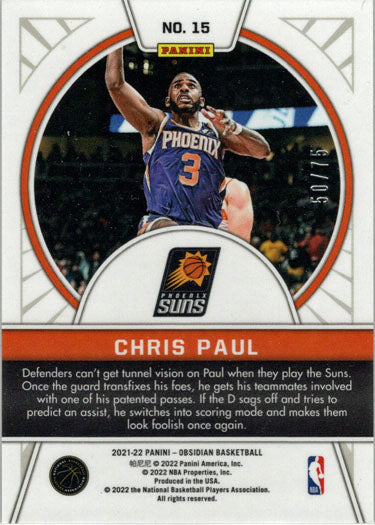 Panini Obsidian Basketball 2021-22 Tunnel Vision Purple Etch Insert Card 15 Chris Paul 50/75