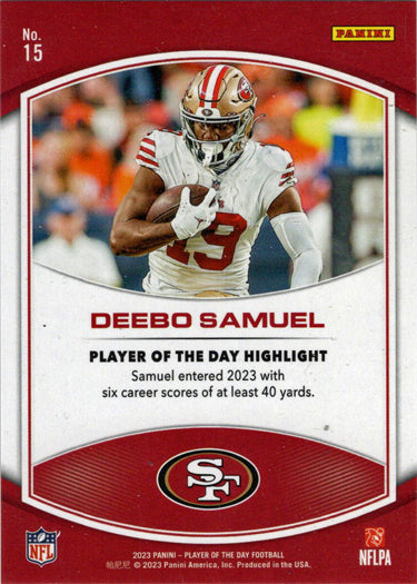 2023 Panini POTD Football Blue Foil Parallel Card 15 Deebo Samuel 16/50