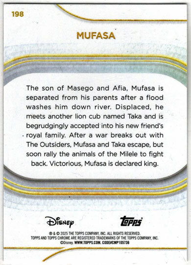 2025 Topps Chrome Disney Base Card 198 Mufasa