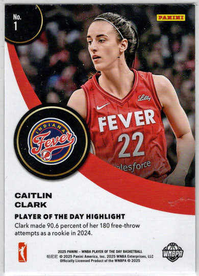 2025 Panini WNBA Player of the Day Orange Parallel Card 1 Caitlin Clark 080/199