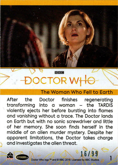 2022 Doctor Who Series 11 & 12 Teal Parallel Card 1 "The Woman Who Fell..." /99