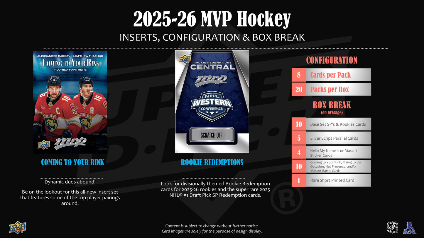 2025-26 Upper Deck MVP Hockey Factory Sealed Hobby Box