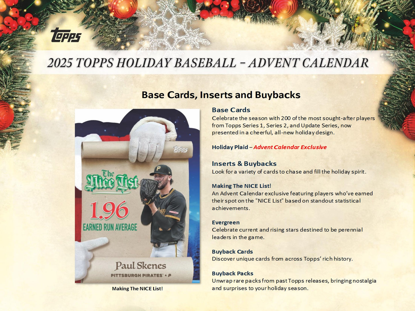 2025 Topps Baseball Holiday Advent Calendar