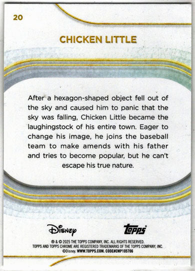 2025 Topps Chrome Disney Yellow Refractor Card 20 Chicken Little 224/275