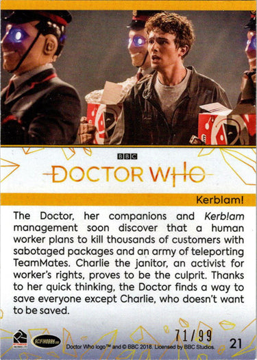 2022 Doctor Who Series 11 & 12 Gold Parallel Card 21 "Kerblam!" /99