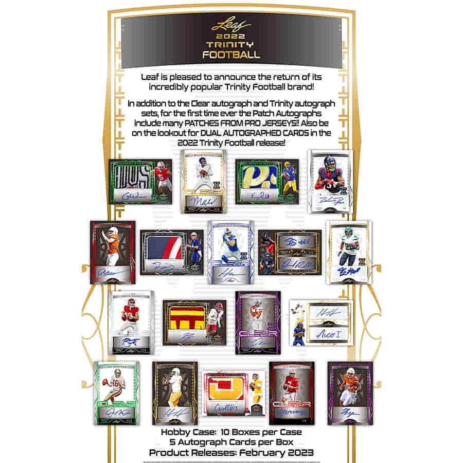 2022 Leaf Trinity Football Factory Sealed Hobby Box