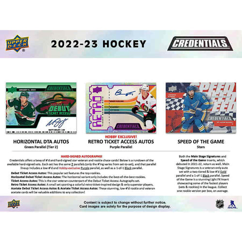 2022-23 Upper Deck Credentials Hockey Hobby Box