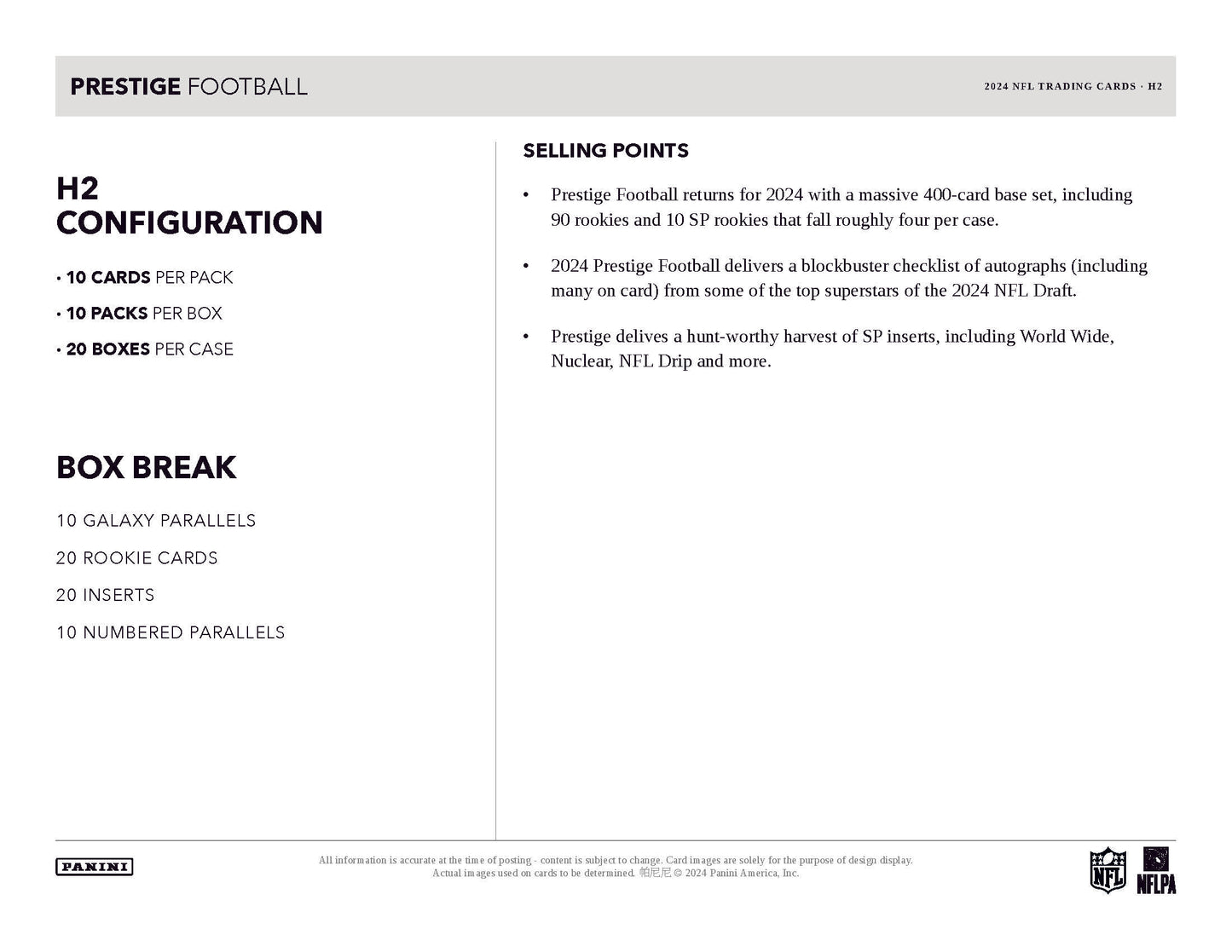 2024 Panini Prestige Football Hobby Hybrid H2 Box