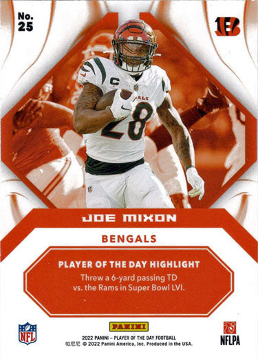 Panini Player Of The Day Football 2022 Foil Parallel Card 25 Joe Mixon
