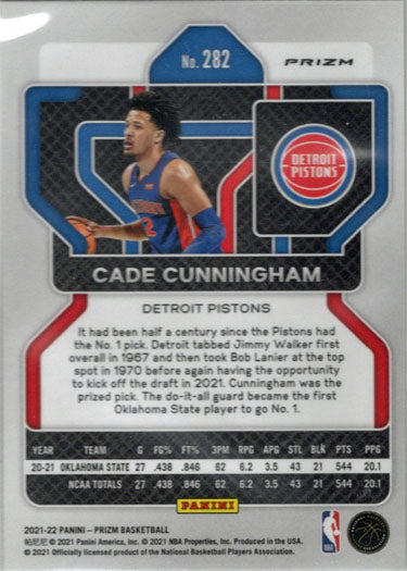 2021 retailer Panini Prizm #282 Cade Cunningham Silver Prizm PSA 9