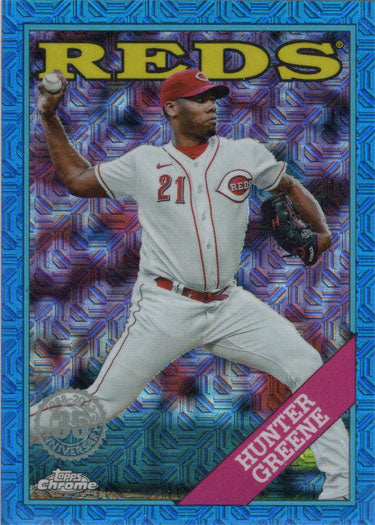 Topps Series Two Baseball 2023 Chrome Silver Blue Border Parallel Card 2T88C-66 Hunter Greene 130/150