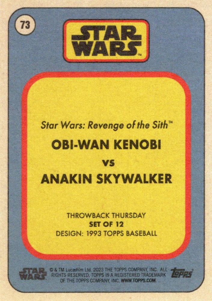Star Wars Throwback Thursday 2023 Card #73 Anakin Skywalker vs Obi-Wan  Kenobi