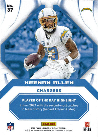 Panini Player Of The Day Football 2022 Foil Parallel Card 37 Keenan Allen