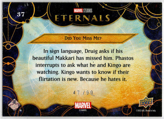 2023 Upper Deck Marvel Eternals Gold Parallel Card 37 "Did You Miss Me?" 47/99