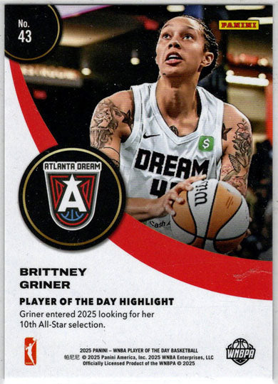 2025 Panini WNBA Player of the Day Purple Parallel Card 43 Brittney Griner 05/25
