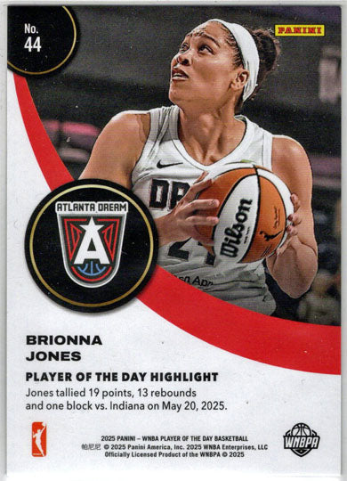 2025 Panini WNBA Player of the Day Orange Parallel Card 44 Brionna Jones 110/199