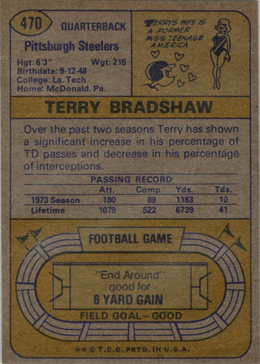 Topps Football 1974 Base Card 470 Terry Bradshaw