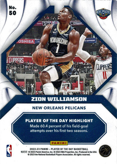 Panini Player of the Day 2022-23 Red Foil Parallel Card 50 Zion Williamson 41/99