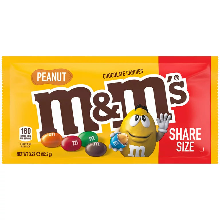 M&M’S Peanut Milk Chocolate Candy 3.27 oz. Bag