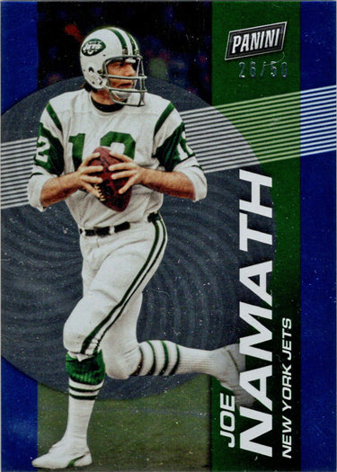 2023 Panini POTD Football Blue Foil Parallel Card 72 Joe Namath 26/50
