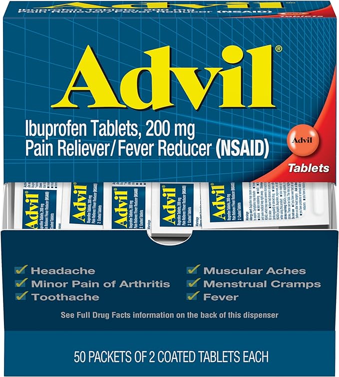 Advil Pain Reliever and Fever Reducer with Ibuprofen 200mg - 2-pack Coated Tablets