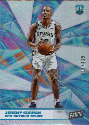 Panini Player of the Day 2022-23 Foil Parallel Base Card 89 Jeremy Sochan 011/499