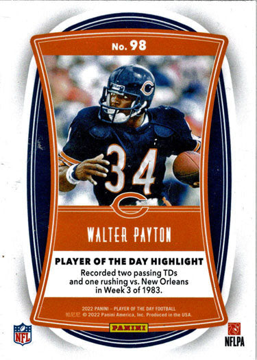 Panini Player Of The Day Football 2022 Foil Parallel Card 98 Walter Payton
