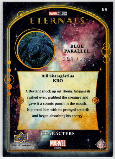 2023 Upper Deck Marvel Eternals Blue Parallel Card 99 Bill Skarsgard /299