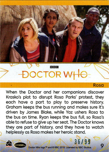 2022 Doctor Who Series 11 & 12 Teal Parallel Card 9 "Rosa" /99