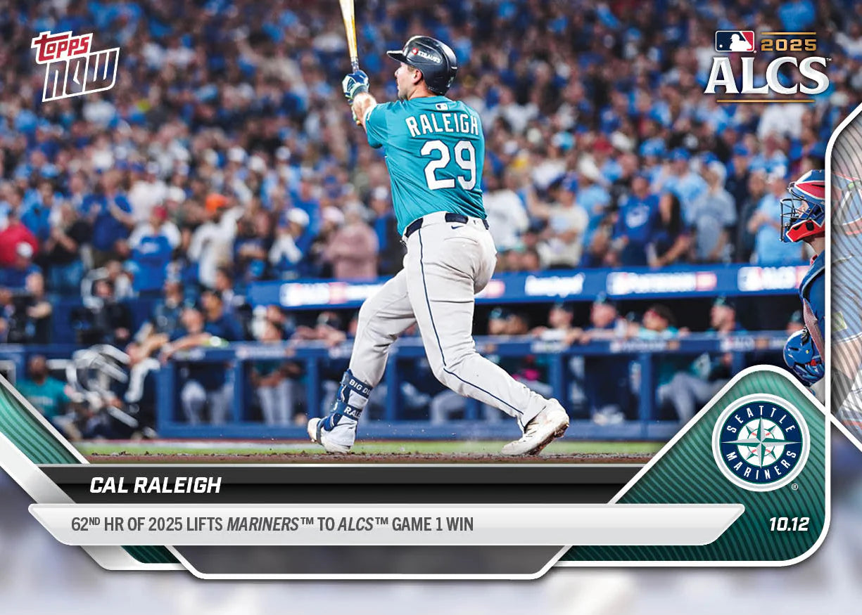 2025 Topps Now Cal Raleigh Card 860 62nd HR Mariners ALCS Game 1 Win