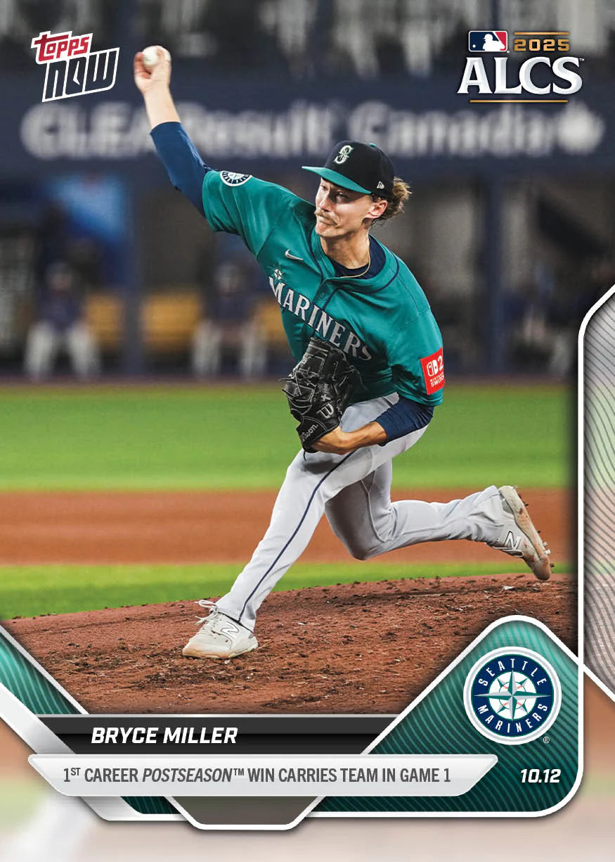 2025 Topps Now Bryce Miller Card 862 1st Career Postseason Win Mariners