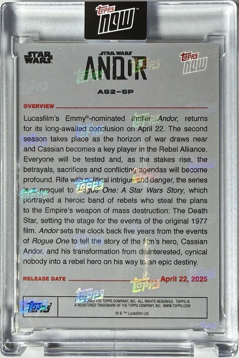 2025 Topps Now Star Wars Andor Season 2 Card AS2-SP Short Print Alternate Poster Artwork