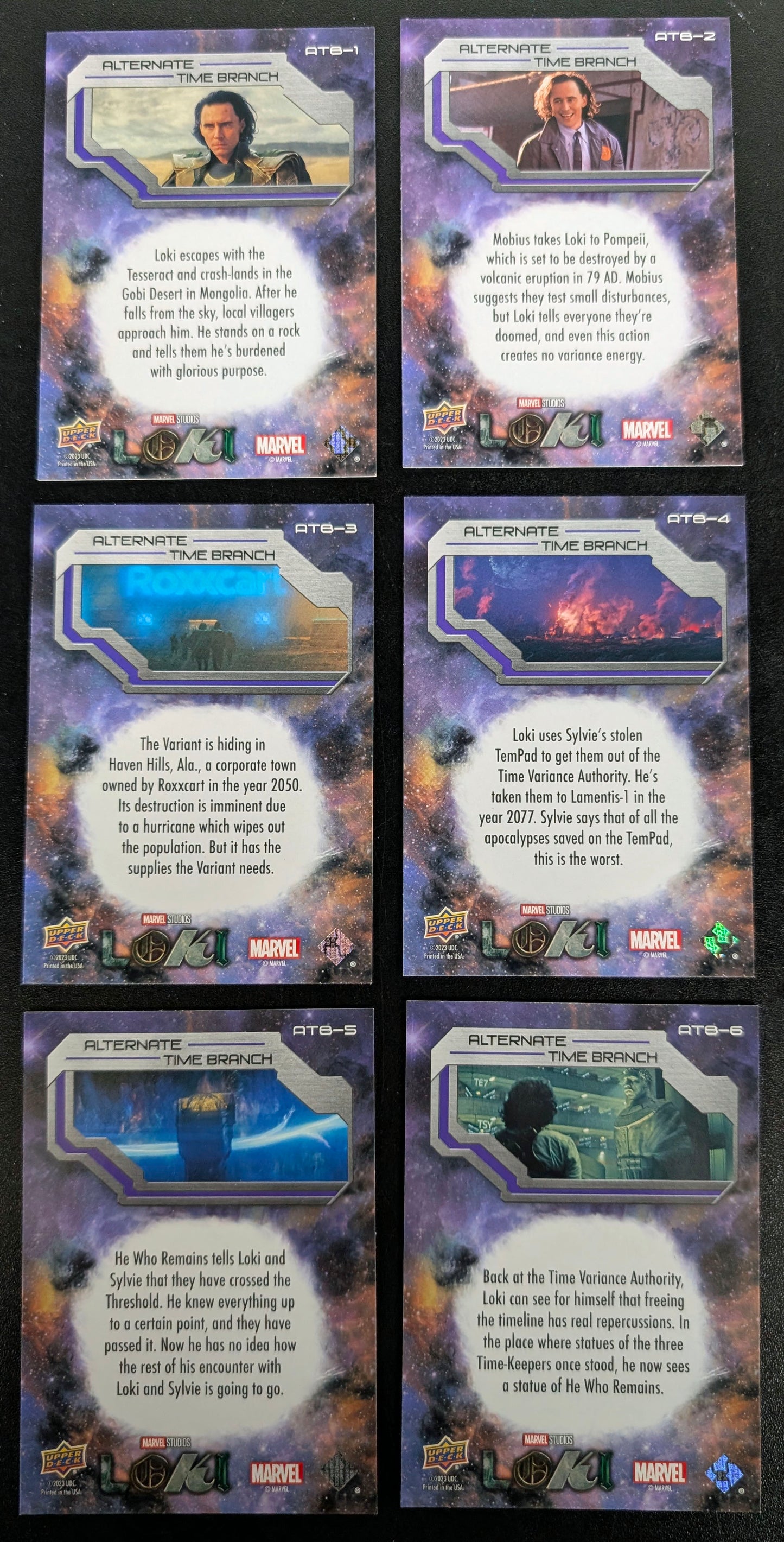 2023 Upper Deck Marvel Loki Alternate Time Branch Card Chase Set ATB-1 to ATB-6