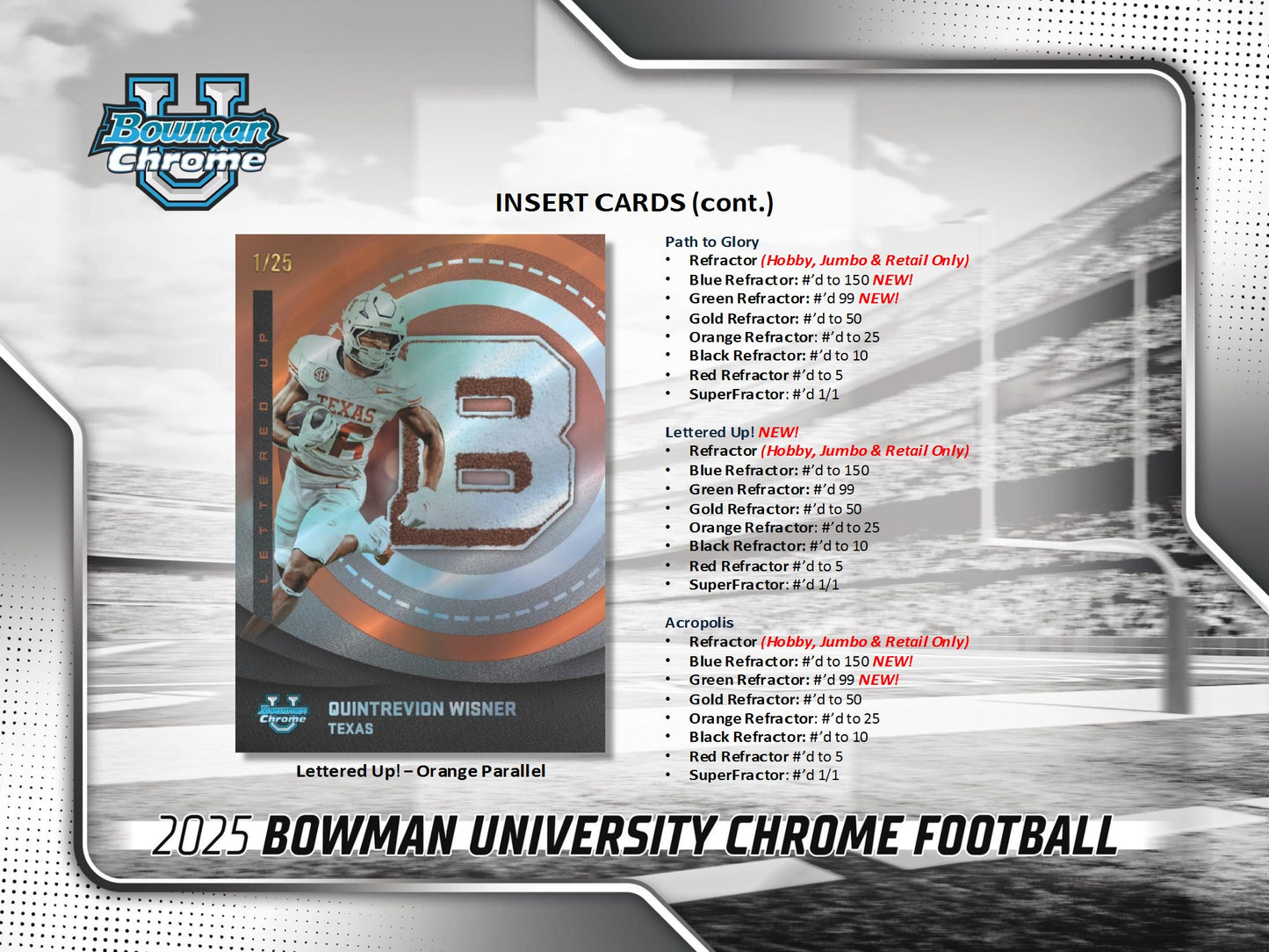 2025 Topps Bowman Chrome University Football HTA Jumbo Box