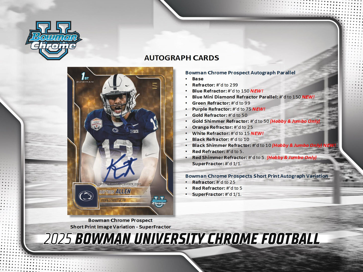 2025 Topps Bowman Chrome University Football Hobby Box