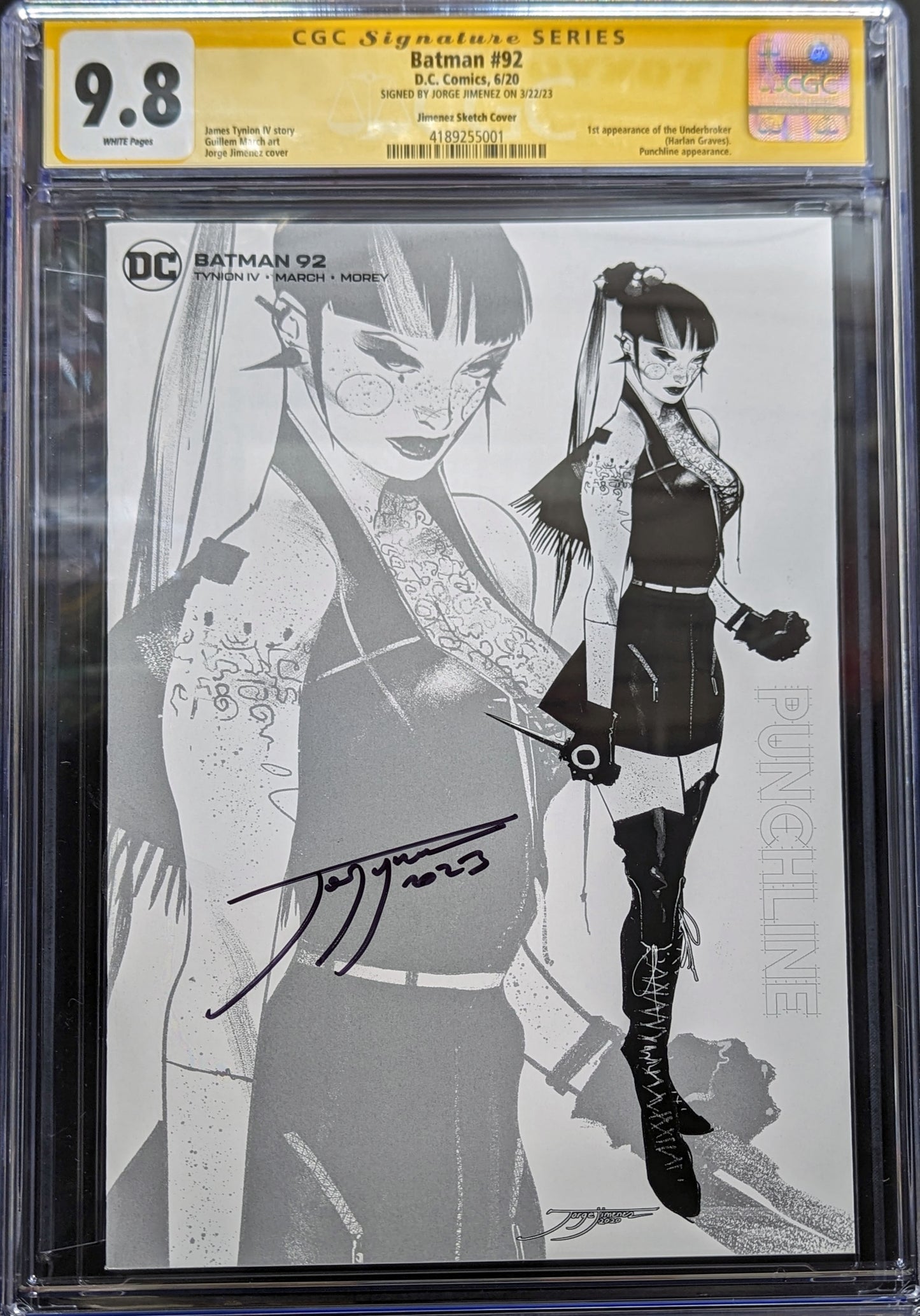BATMAN #92 Retailer Sketch Variant CGC 9.8 Signed By Jorge Jimenez