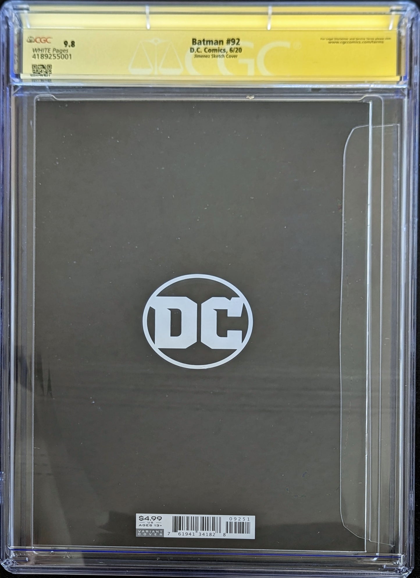 BATMAN #92 Retailer Sketch Variant CGC 9.8 Signed By Jorge Jimenez