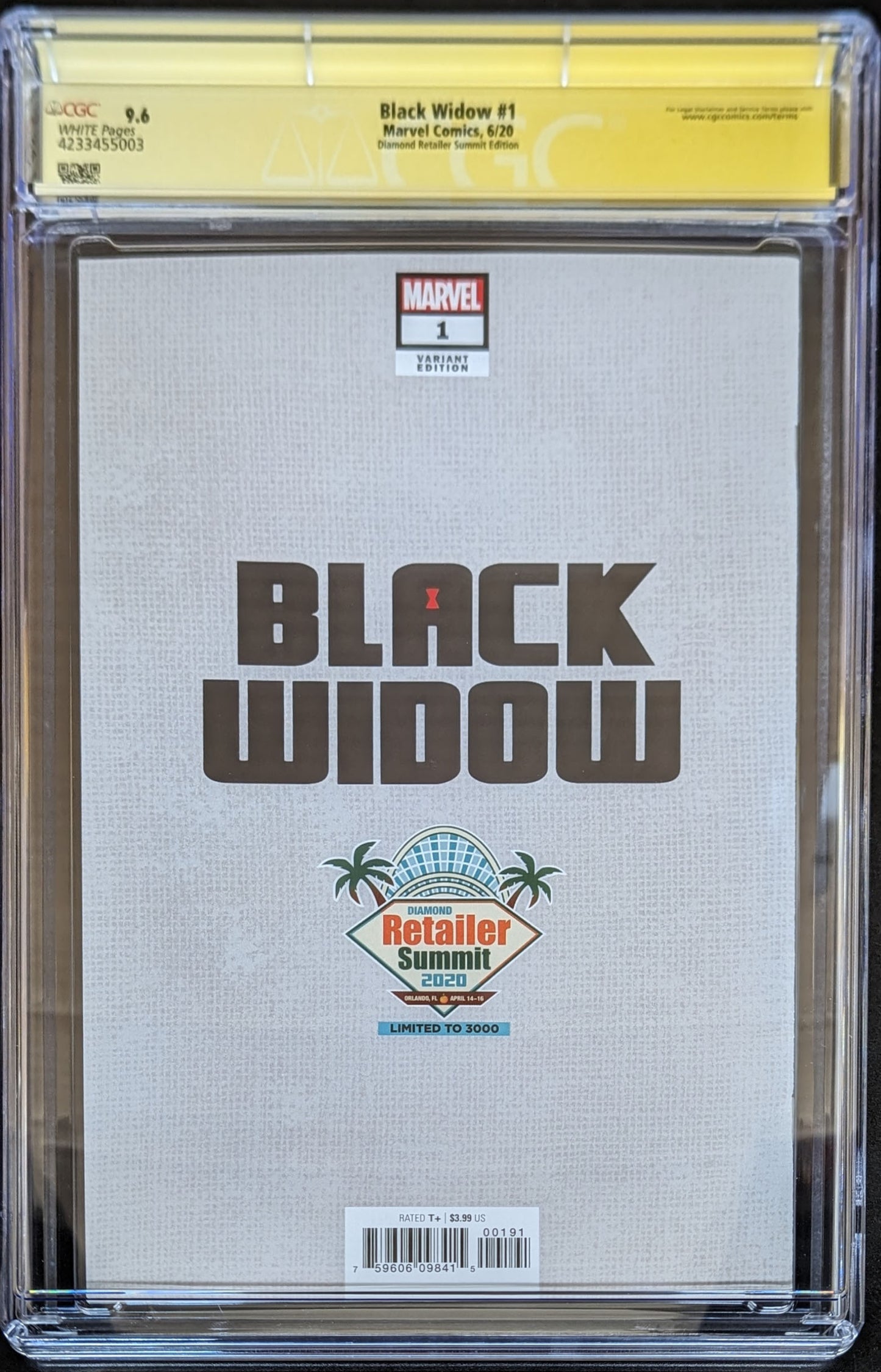 Black Widow #1 (2020) Diamond Variant Graded CGC 9.6 Signed By Adam Hughes