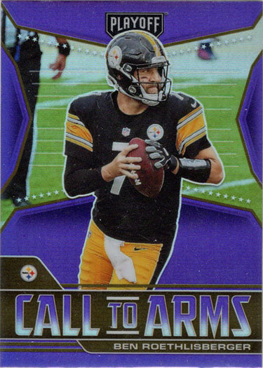 Panini Playoff Football 2021 Call To Arms Purple Prizm Insert Card CA-BRO Ben Roethlisberger