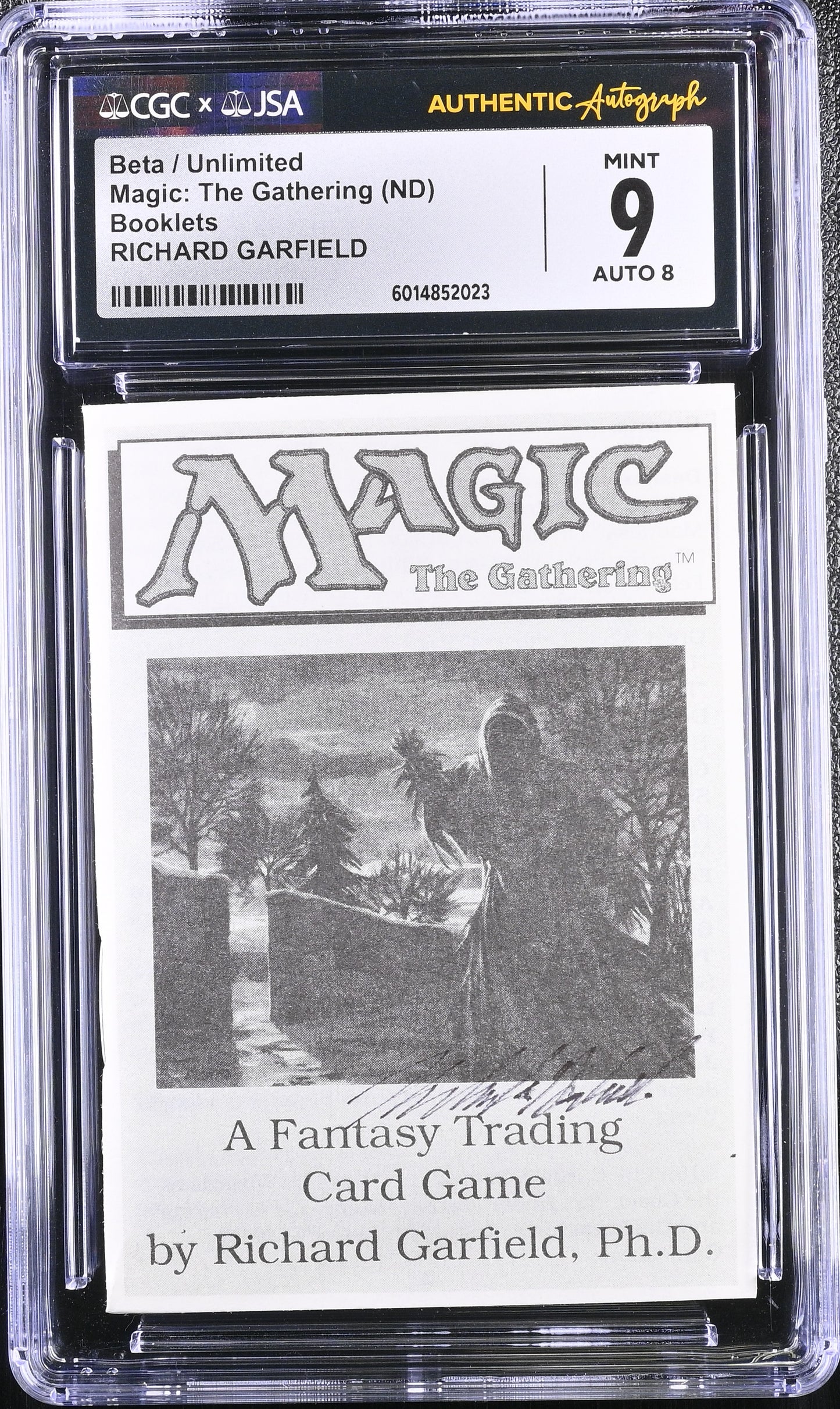 Magic MTG Beta Unlimited Instruction Booklet CGC 9 Mint JSA Richard Garfield Autograph