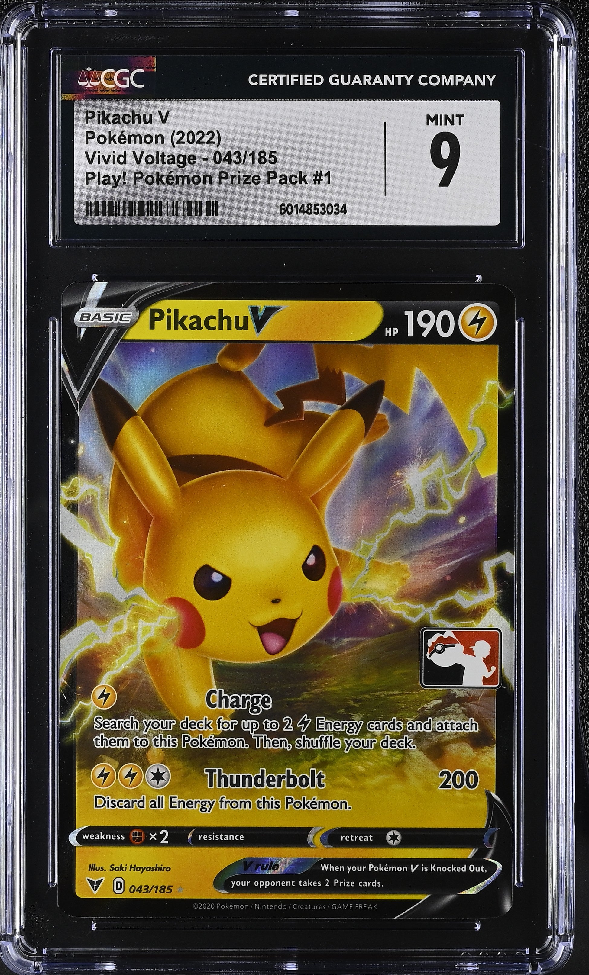 Pokemon Pikachu V (043/185) [Vivid Voltage] Prize Pack Promo CGC 9