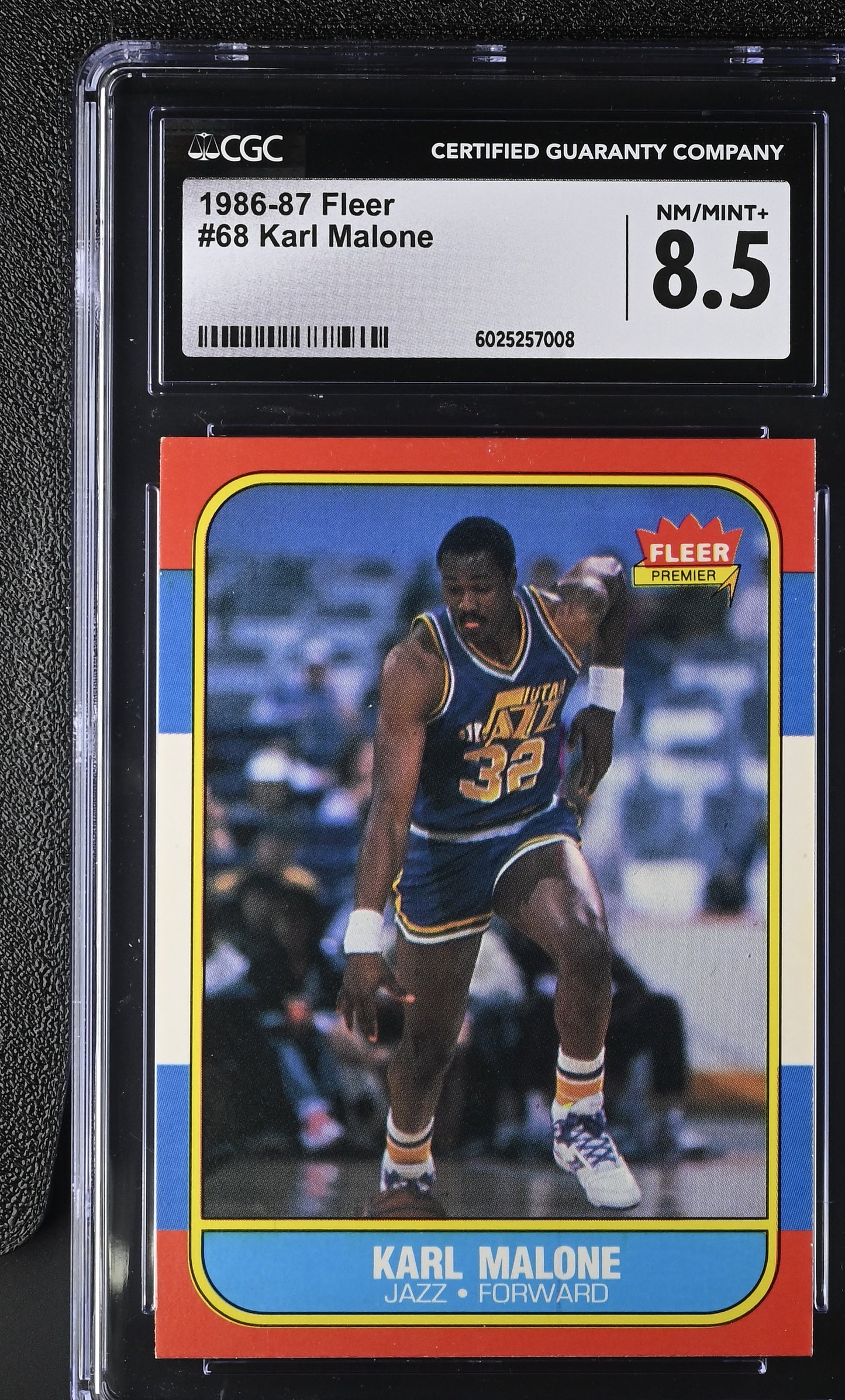 1986-87 Fleer Basketball #68 Karl Malone CGC 8.5 NM/Mint+