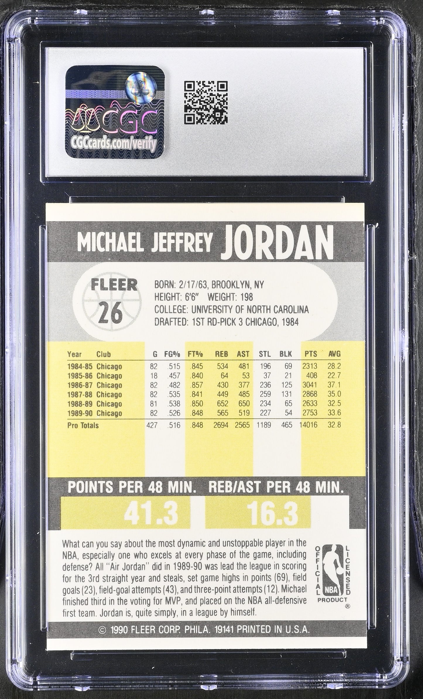 1990-91 Fleer Basketball #26 Michael Jordan CGC 9 Mint