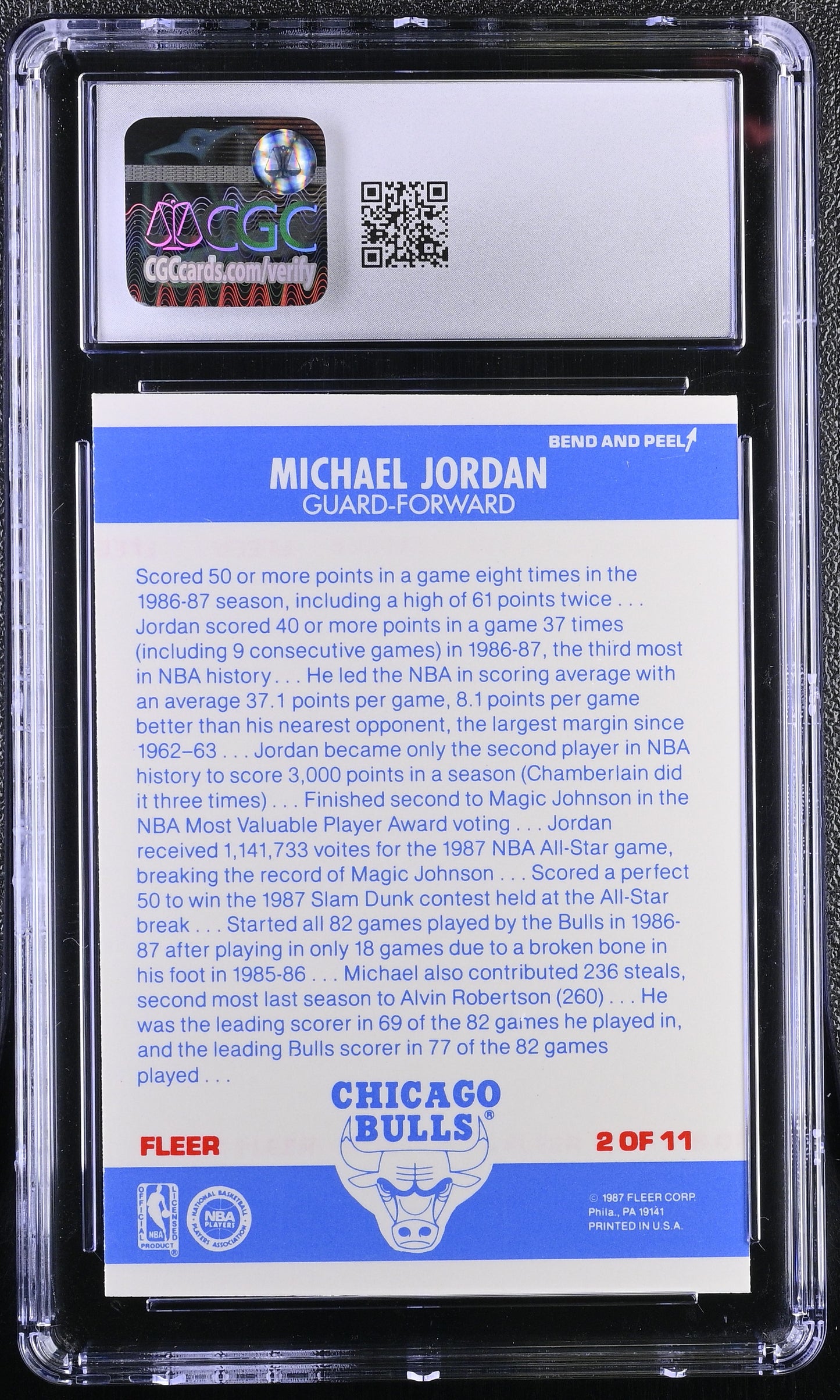 1987-88 Fleer Basketball Sticker #2 Michael Jordan CGC 6 EX/NM