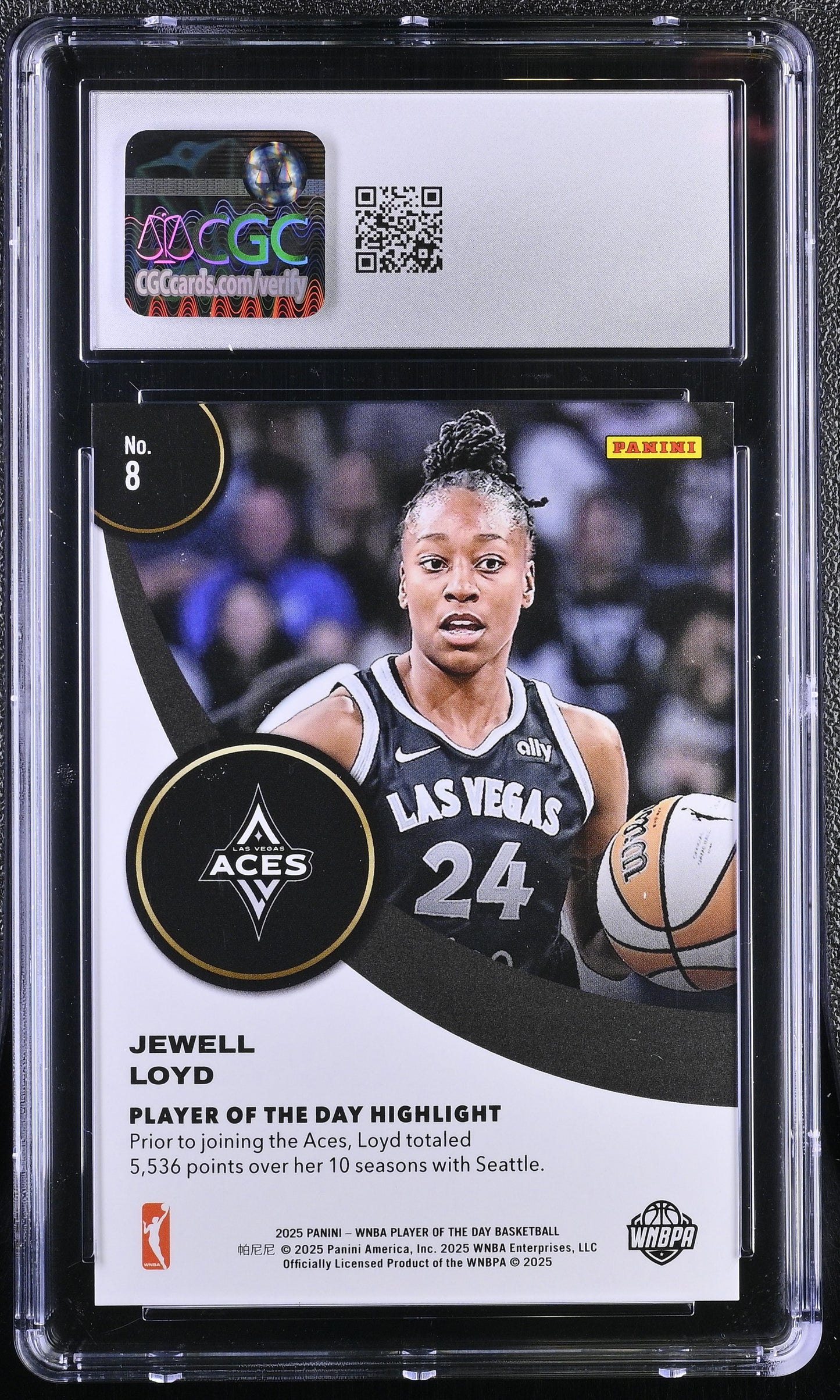 2025 Panini WNBA Player Day #8 Jewell Loyd CGC 8 NM/Mint Green Foil 4/5
