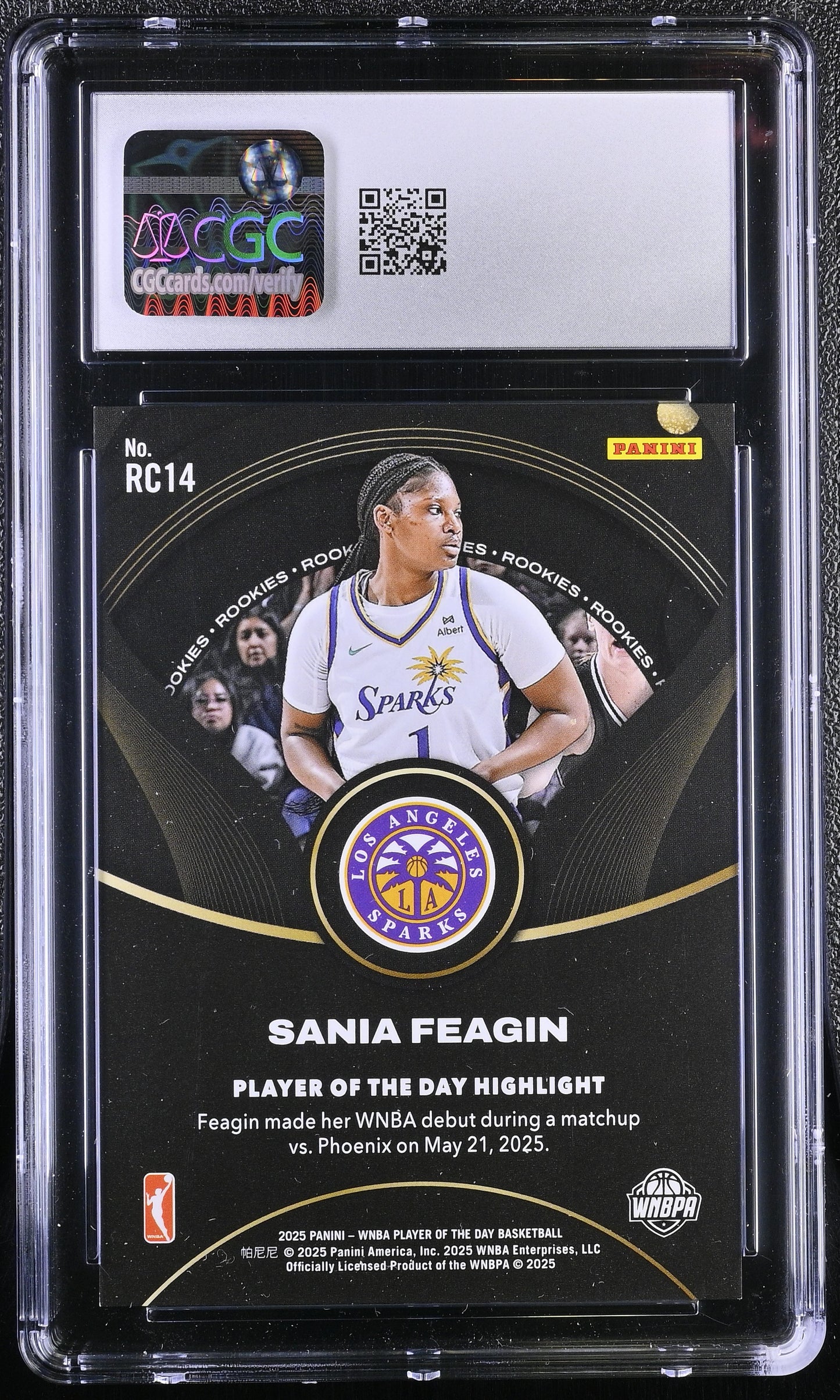 2025 Panini WNBA Player Day #RC14 Sania Feagin CGC 9.5 Mint+ Gold Foil 9/10 RC